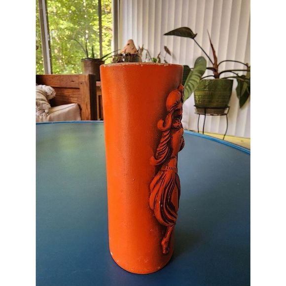 Vintage Retro Orchids Of Hawaii Hula Girl Tiki Vase Japan orange MCM mid century - Picture 3 of 5